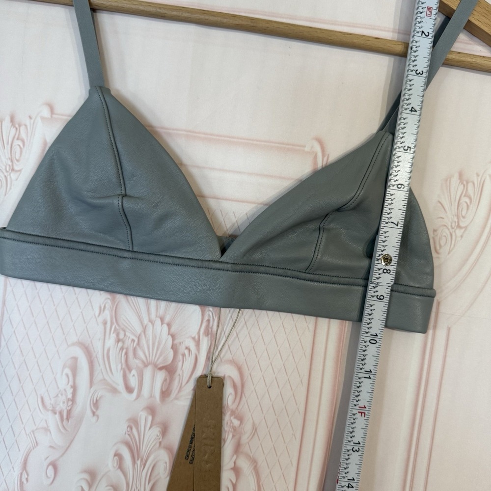SKIMS Faux Leather Triangle Bralette Cinder Grey BR-TRI-2768 Womens Size XXS NWT - Picture 6 of 10